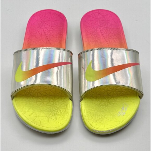 2016 Nike Benassi Solarsoft Rio Olympics USA sz 12 Pink & Lemon Slides Pre-Owned main image 9